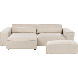 Beliani HELLNAR - Hoekbank-Beige-Fluweel