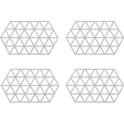 Krumble Siliconen pannenonderzetter Hexagon lang - Grijs - Set van 4