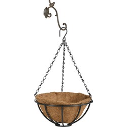 Hanging basket 25 cm met ijzeren muurhaak en kokos inlegvel - Plantenbakken