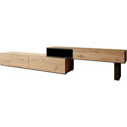 Meubella - TV-Meubel Kandelo - Eiken - Zwart - 240 cm