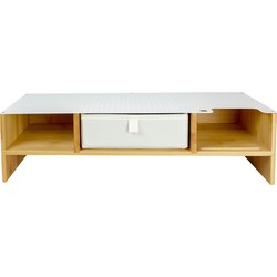 Furniteam - Multifunctionele Desk-organizer met Witte Opvouwbare Lade Wit en naturel