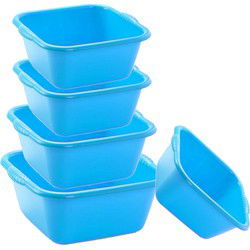 Voordeelset multi-functionele kunststof teiltjes blauw in 5 formaten - Afwasbak