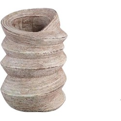 PTMD Curv Bloempot - H32 x Ø22 cm - Cement - Creme