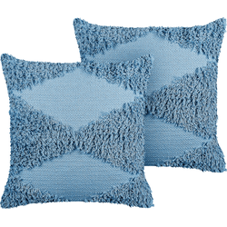RHOEO  - Sierkussen set van 2 - Blauw - 45 x 45 cm - Katoen