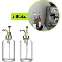 XIVADA Koffiesiroop dispenser - 500 ML - Glas - Goud - Set van 2