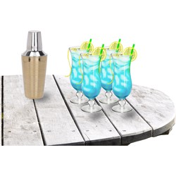 Cocktailshaker set met 4x stuks Pina Colada cocktailglazen 440 ml - Cocktailglazen