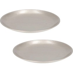 Set van 2x stuks rond kaarsenbord/kaarsenplateau zilver hout 28 cm - Kaarsenplateaus