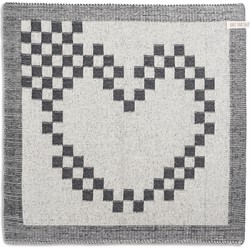 Knit Factory Gebreide Keukendoek - Keukenhanddoek Groot Hart - Ecru/Antraciet - 50x50 cm