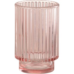 Theelichthouder | Glas | Roze | 9x9x (h)14 Cm