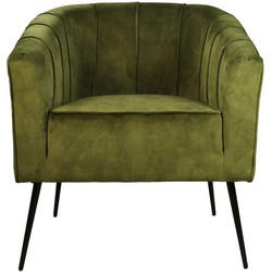 HSM Collection-Fauteuil Chester-72x71x80-Olijf Groen/Zwart-Stof/Metaal