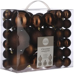 92x stuks kunststof kerstballen bruin 4, 6 en 8 cm - Kerstbal
