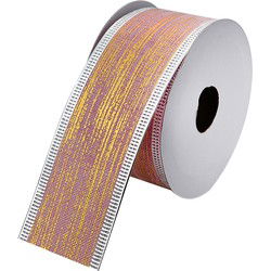 Clayre & Eef Kerstlint 38 mm Roze Goudkleurig Synthetisch