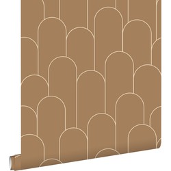 ESTAhome behang art deco motief terracotta - 50 x 900 cm - 139654