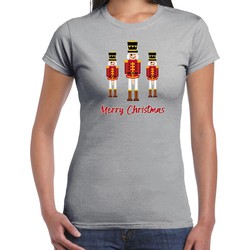 Bellatio Decorations fout kersttrui t-shirt dames - Notenkrakers - grijs - piemel/penis 2XL - kerst t-shirts