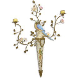 BRONZEN PORSELEINEN WANDLAMP MET TWEE TAKKEN