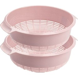 PlasticForte set van 2x stuks kunststof keuken vergiet van 27 x 10 cm oud roze - Vergieten