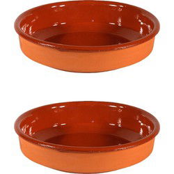 Gerimport Tapas bord/schaal - 2x - Sevilla - 18cm - aardewerk - oranje - Snack en tapasschalen