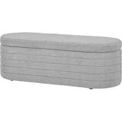 4goodz Bedbank Hocker met Opbergruimte - teddyfleece - 41x116x40 cm - lichtgrijs
