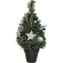 Compleet versierde miniboompjes zilver 30 cm - Kunstkerstboom