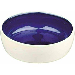TRIXIE VOERBAK KAT KERAMIEK CREME / BLAUW 13 CM 300 ML