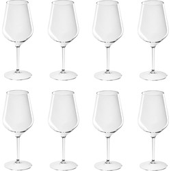 8x Witte of rode wijn glazen 47 cl/470 ml van onbreekbaar kunststof - Wijnglazen