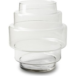 Jodeco Bloemenvaas Didi - helder transparant - glas - D22 x H25 cm - trap vorm vaas - Vazen