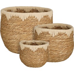 Mica Decorations Jorck Plantenmand - Set van 3 - H24 x Ø26 cm - Zeegras - Beige, Bruin