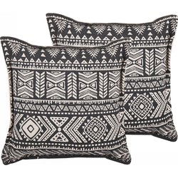 SIRVAN  - Sierkussen set van 2 - Zwart - 45 x 45 cm - Katoen