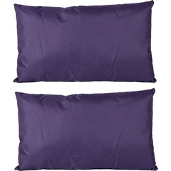 2x Bank/sier kussens voor binnen en buiten in de kleur paars 30 x 50 cm - Sierkussens