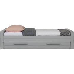 WOOOD Dennis Bed Excl Lade - Grenen - Betongrijs - 53x219x95