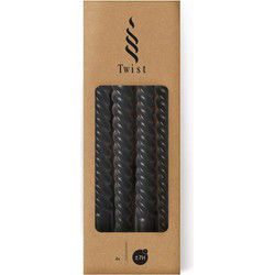 Twist kaarsen set 4 stuks dia. 2.2 x H 19 cm zwart