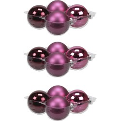 12x stuks glazen kerstballen cherry roze (heather) 10 cm mat/glans - Kerstbal