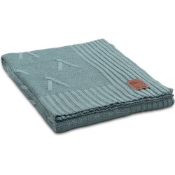 Knit Factory Aran Gebreid Plaid - Woondeken - Kleed - Stone Green - 160x130 cm