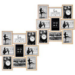 ZEP Multi fotolijst - 2x - Multi - houten frame - naturel/wit - 9 lijstjes - Fotolijsten