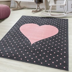 Tapijtenloods Bambi Love Kinderkamer Vloerkleed Laagpolig Roze Grijs- 120x170 CM