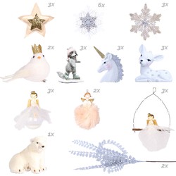 Kerstboom Decoratie – Set van 24 stuks – Incl. Haakjes – Diverse – Roze