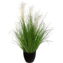 Atmosphera siergras kunstplant - grasplant sprieten/pluimen - donkergroen - H70 cm - in pot - pvc - Kunstplanten