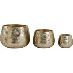 PTMD Delida Ronde Bloempot - H50 x Ø64 - Set van 3 - Aluminium - Goud