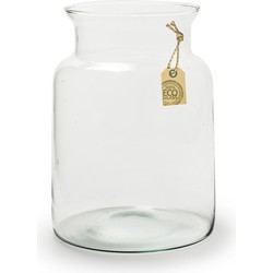 Transparante melkbus vaas van eco glas 19 x 25 cm - Vazen