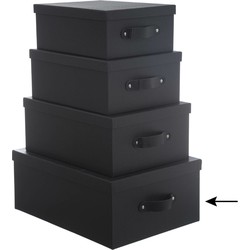 5Five Opbergdoos/box - zwart - L39 x B30 x H16 cm - Stevig karton - Industrialbox - Opbergbox