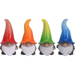 Tuinkabouters - 4x - polystone - 23 cm - gnooms met mutsen - Tuinbeelden