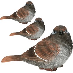 3x stuks vogel decoratie beeldje huismus 14,5 x 6,5 x 8,5 cm - Beeldjes