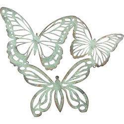 Clayre & Eef Wanddecoratie Vlinder Groen IJzer