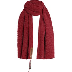 Knit Factory Luna Gebreide Sjaal Dames & Heren - Colsjaal - Omslagdoek - Bordeaux - 200x50 cm - Inclusief sierspeld