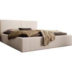 Meubella Tweepersoonsbed Infinity - Beige - Fluffy ribstof - 160x200 cm