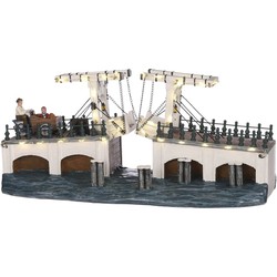 Luville Amsterdam Brug Kerstdorp - 30x11x13.5 cm - Polyresin - Wit