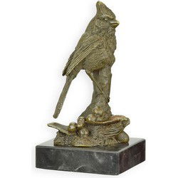 BRONZEN SCULPTUUR VAN EEN NOORDELIJKE KARDINAALVOGEL