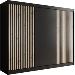 Meubella - Kledingkast Lisbon - Zwart - 250 cm