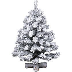 Mini kerstboom tafelboom Imperial boom snowy d36h60 cm groen/wit