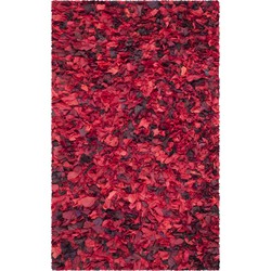 Safavieh Shaggy Indoor Handgeknoopt Vloerkleed, Rio Shag Collectie, SG951, in Rood & Multi, 122 X 183 cm